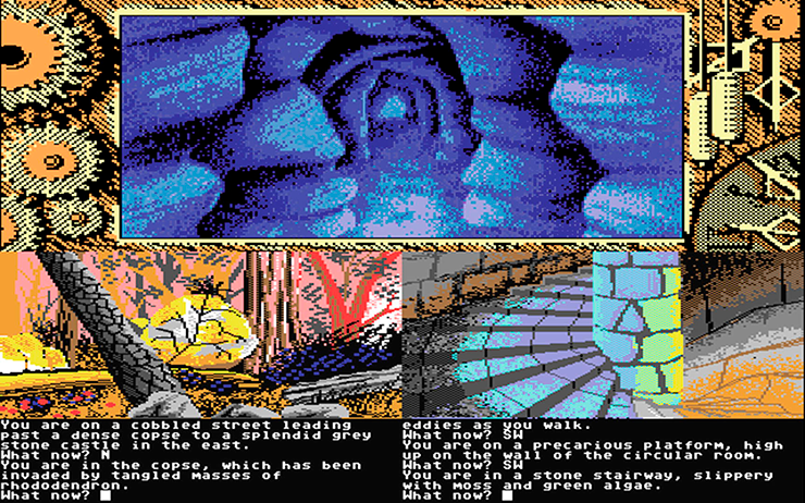 Рисунок 2-7. Визуальное оформление Lords of Magic: версия для ПК (вверху) и версия Commodore 64
(внизу).
